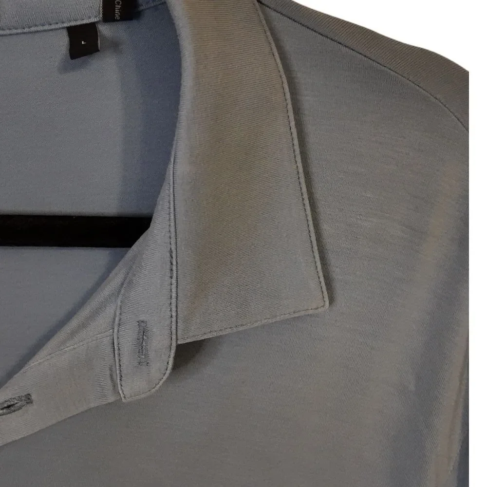 Theory Men's Light Blue Polo Shirt Size L